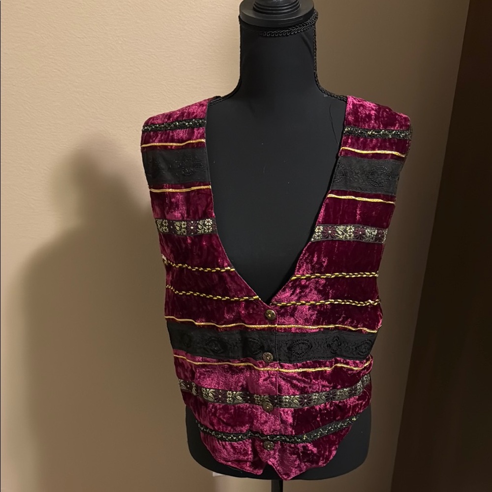 Vintage Maroon Embroidered Vest